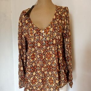 Jane and Delancey Brown Floral Blouse NWT